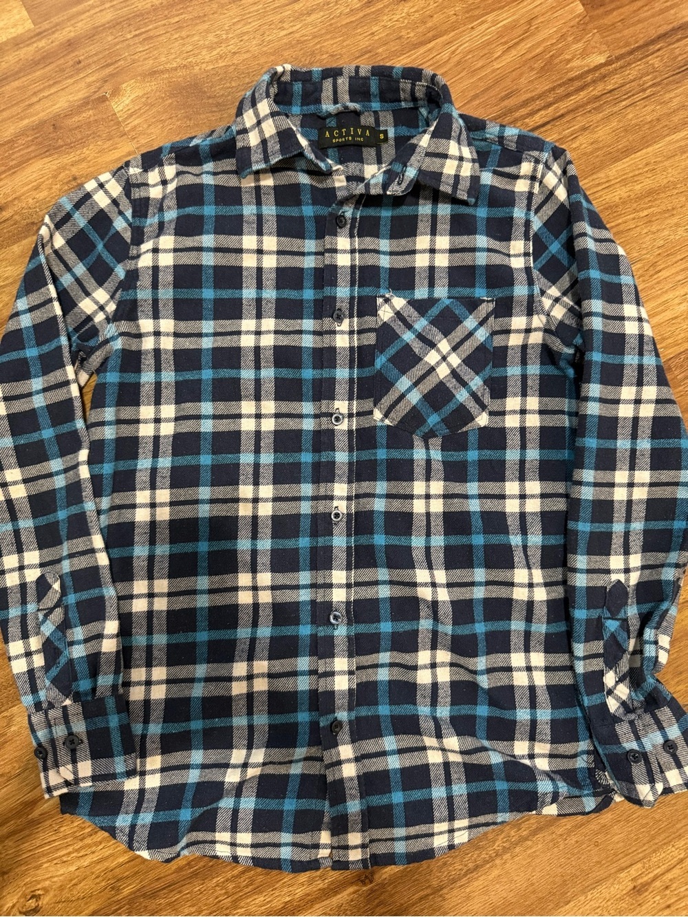 Ativa Navy, Blue & White Plaid Button-Down Shirt